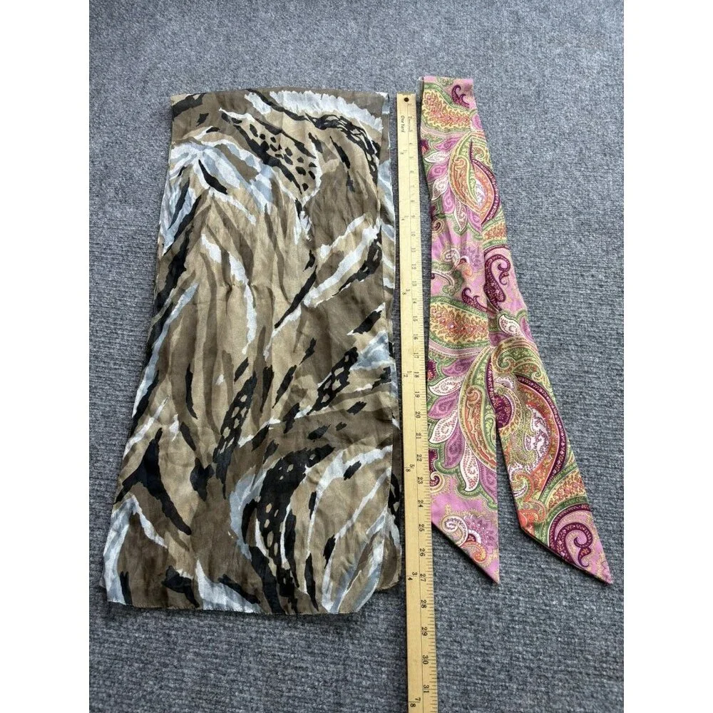 Vintage Scarf Lot Of 5 Mixed Patterns Textures Long Rectangle Boho witchy preppy